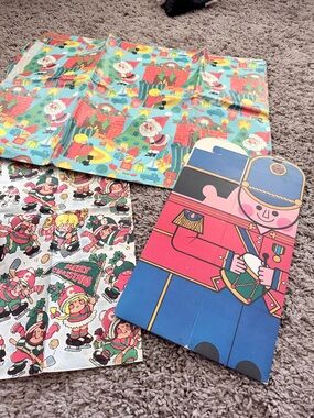 Vintage wrapping paper and gift box